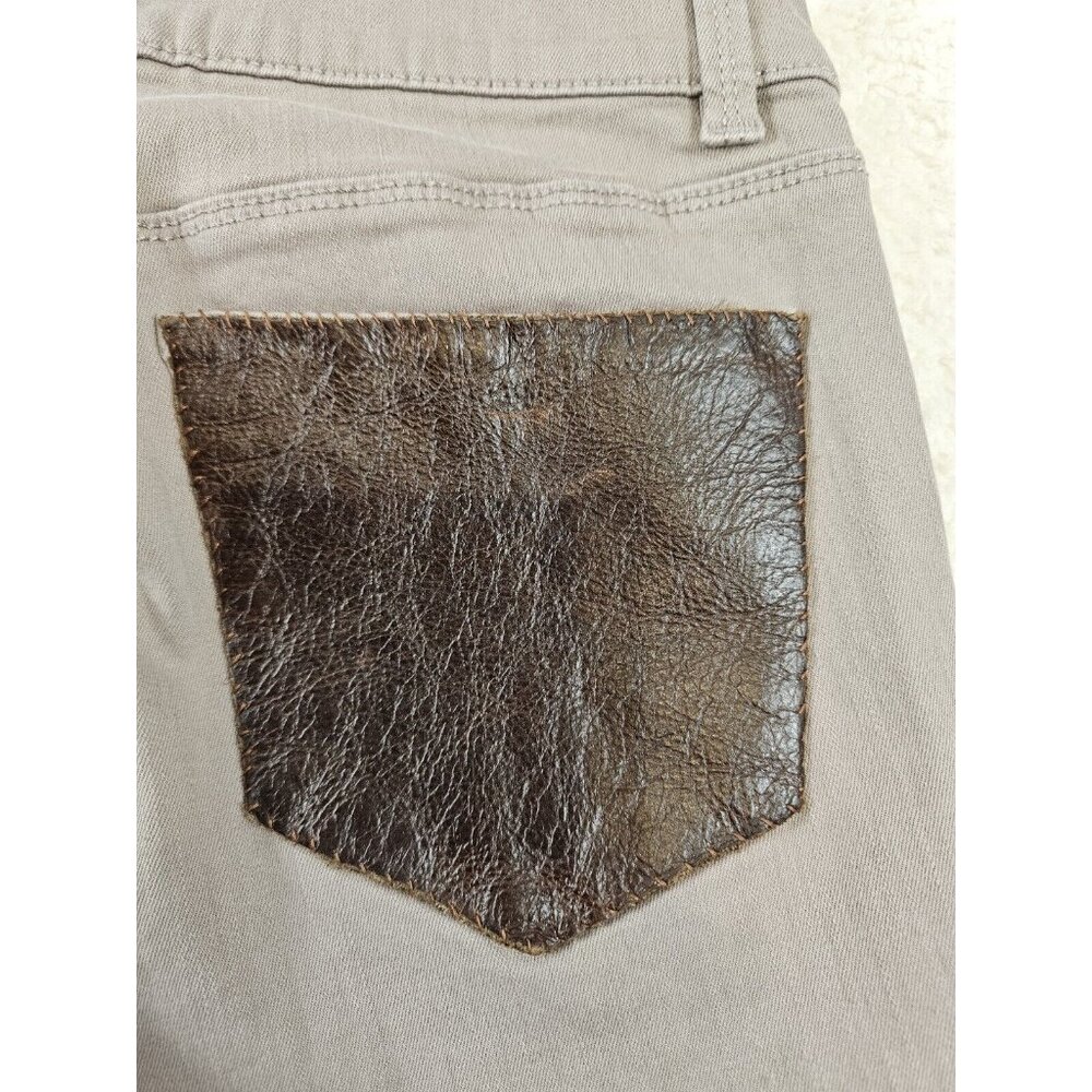 Ann Taylor Jeans Women's 4 Petite Tan The Skinny Modern Fit Faux‎ Leather Pocket - Picture 16 of 16